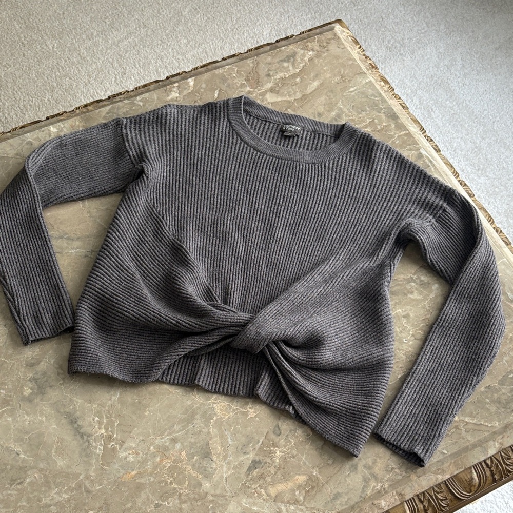 Summer & Rose Charcoal Knotted Sweater